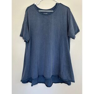 Natural Life Washed Cotton Tunic Top/ sleep dress Blue Boho Oversized Medium